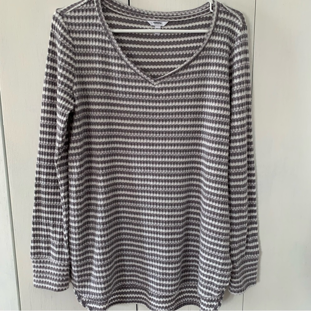 Sonoma Gray and Cream Knit Sweater